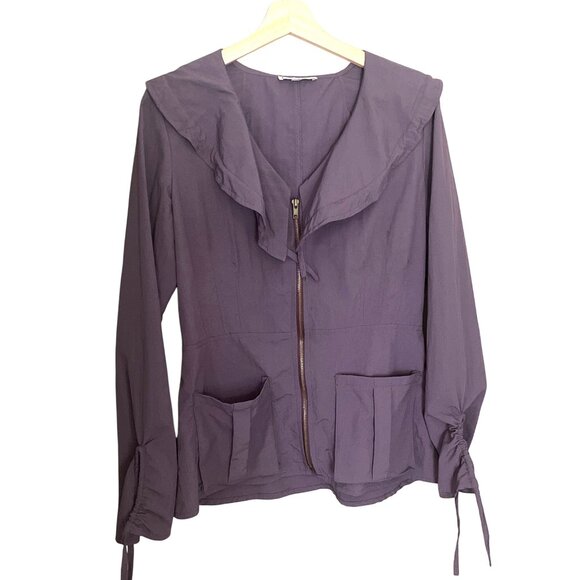 Hanna For The Journey Jackets & Blazers - Hanna For The Journey Zip-Up Jacket  Ruffled Collar Women Size 1 Purple Plum